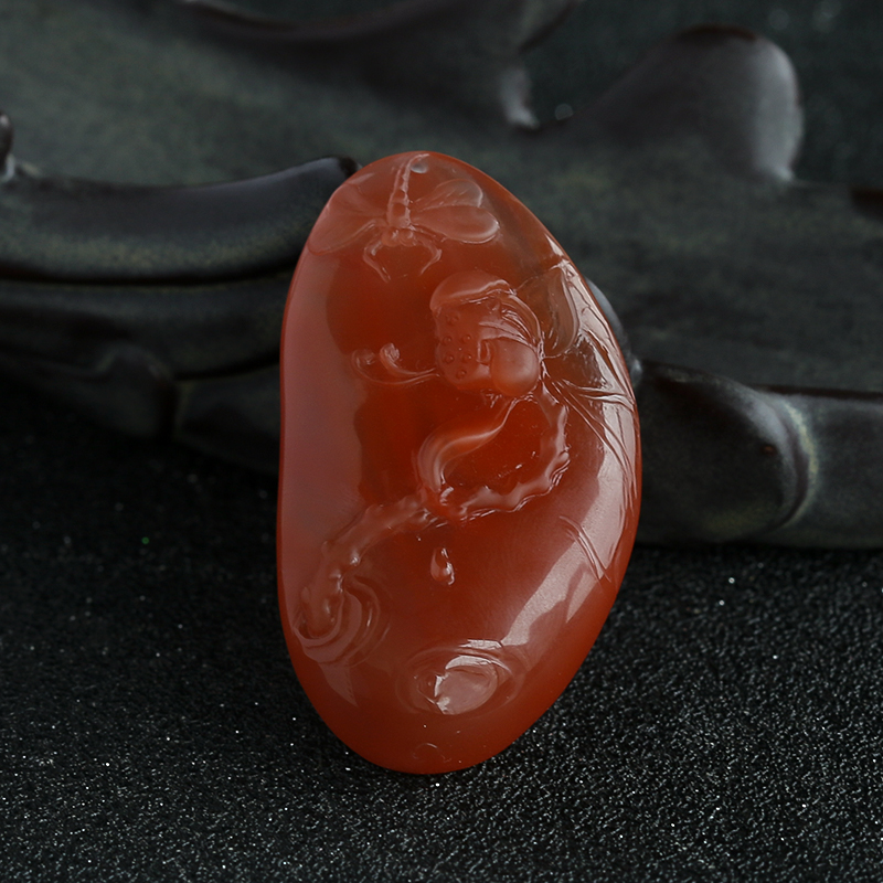 南红莲花吊坠-红掌柜