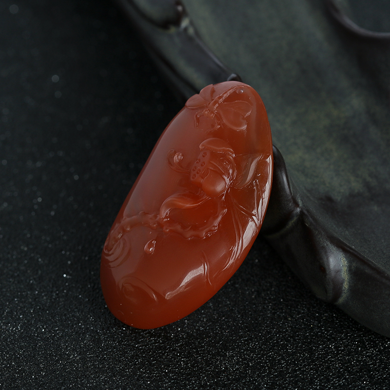 南红莲花挂坠-红掌柜