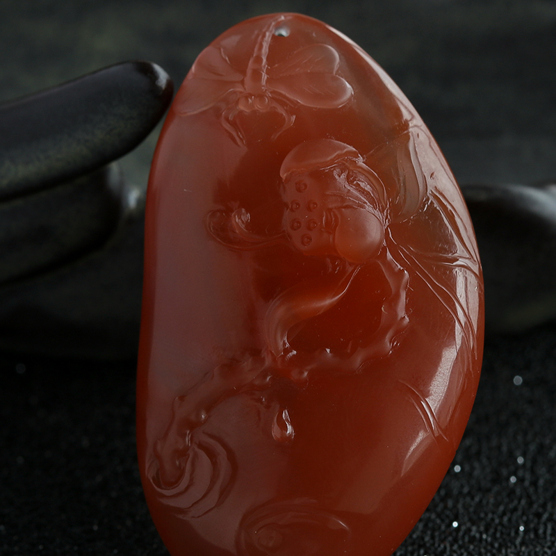 川料南红莲花吊坠-红掌柜