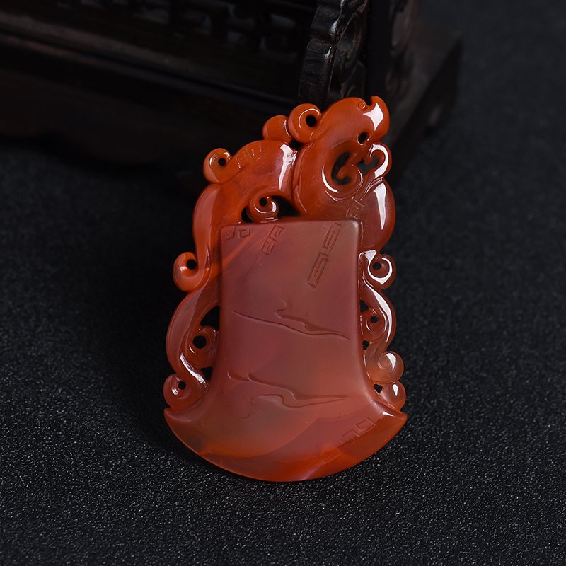 川料天然南红带冻吊坠-红掌柜