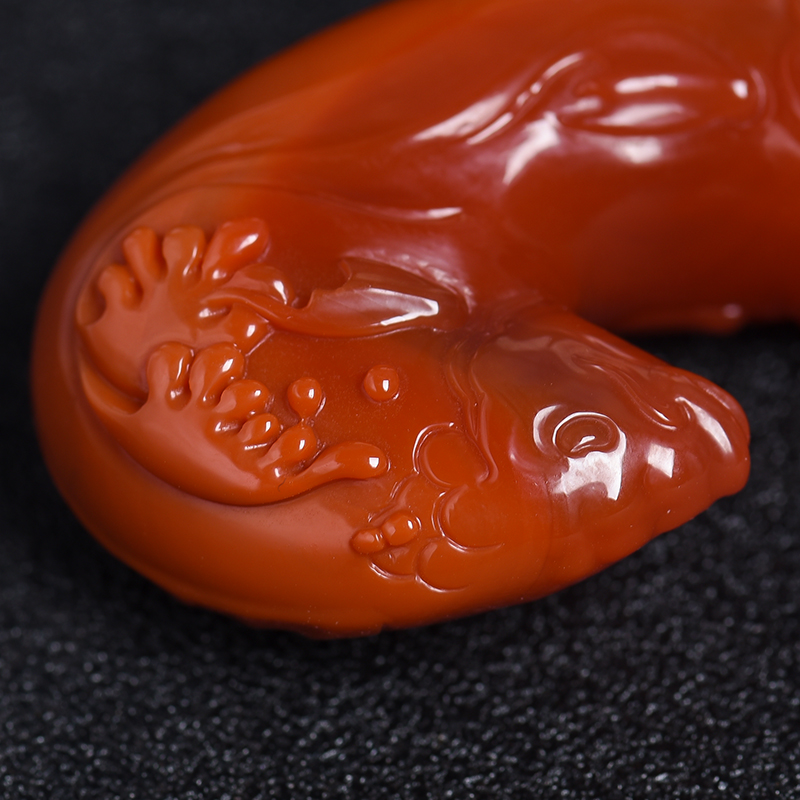 川料天然柿子红南红吊坠-红掌柜