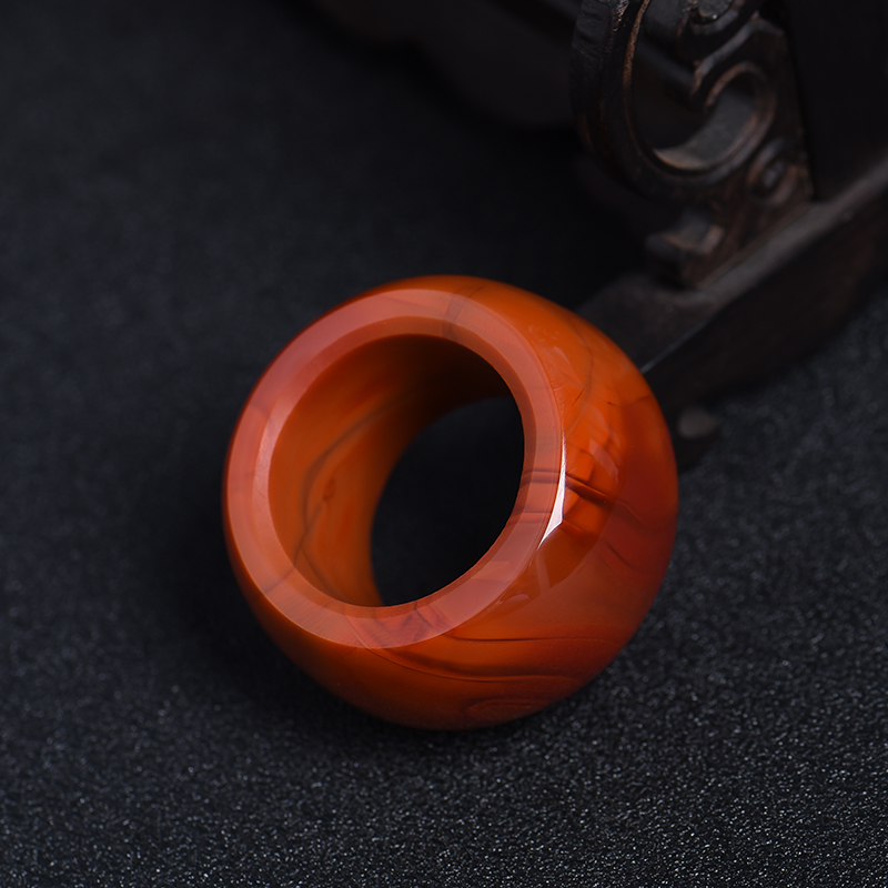 天然南红扳指-红掌柜