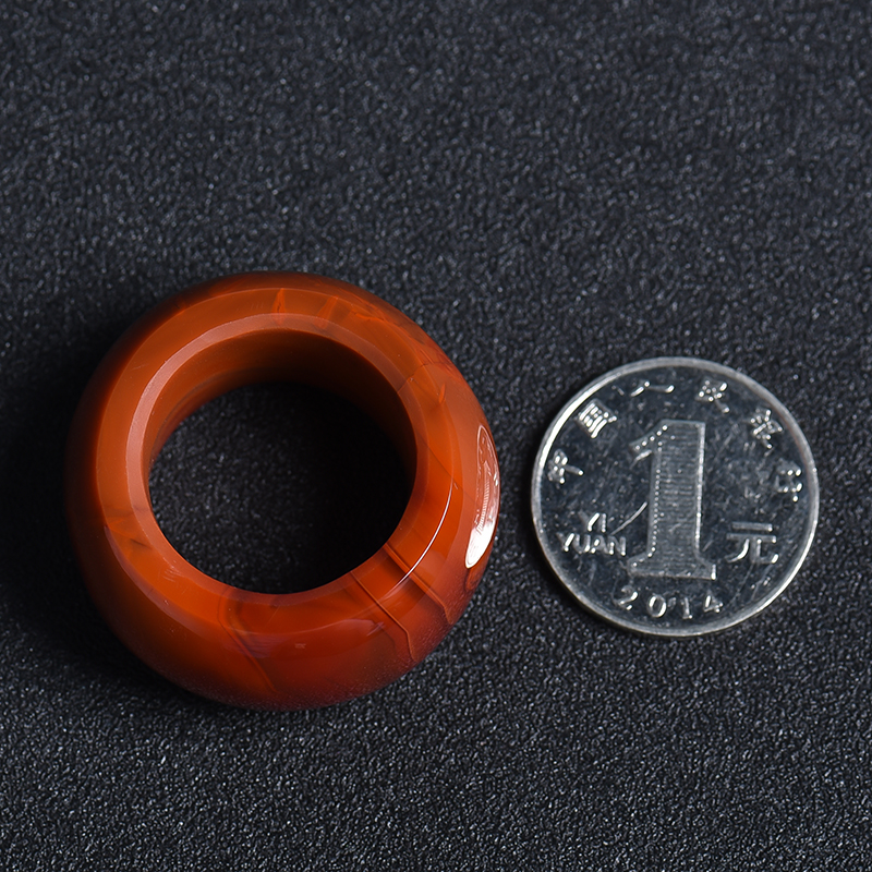 川料柿子红南红扳指-红掌柜