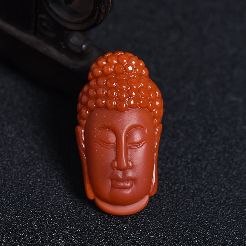 川料天然柿子红南红佛祖吊坠-红掌柜