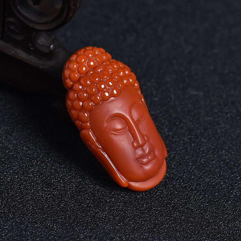 天然柿子红南红佛祖吊坠-红掌柜