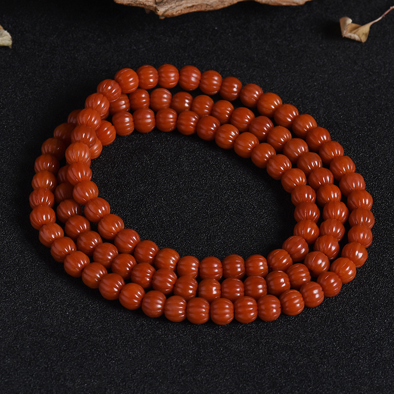 柿子红南红108佛珠-红掌柜