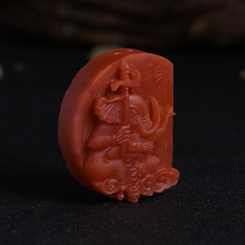 南红象神吊坠-红掌柜