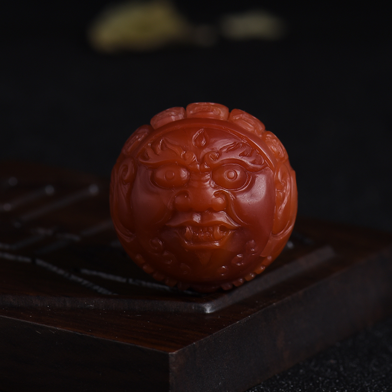 柿子红南红圆珠黄财神-红掌柜