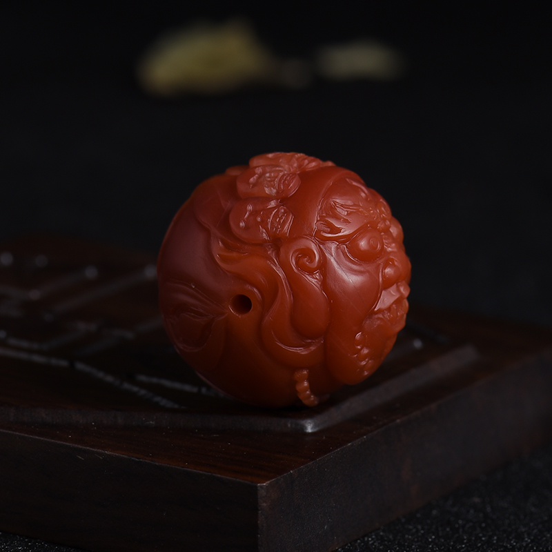 南红圆珠黄财神-红掌柜