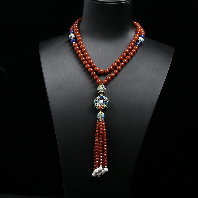 川料天然南红毛衣链-红掌柜