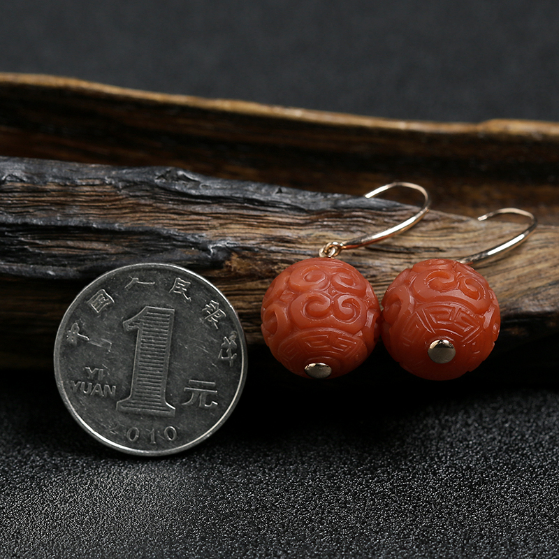 柿子红南红耳坠 - 红掌柜