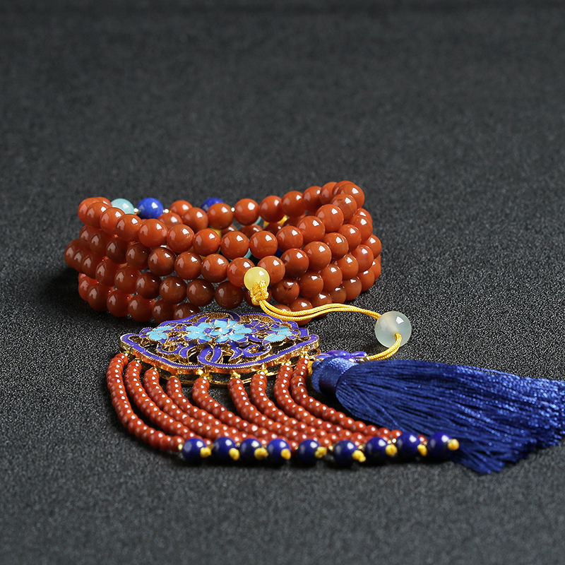 南红蝶恋花毛衣链 - 红掌柜