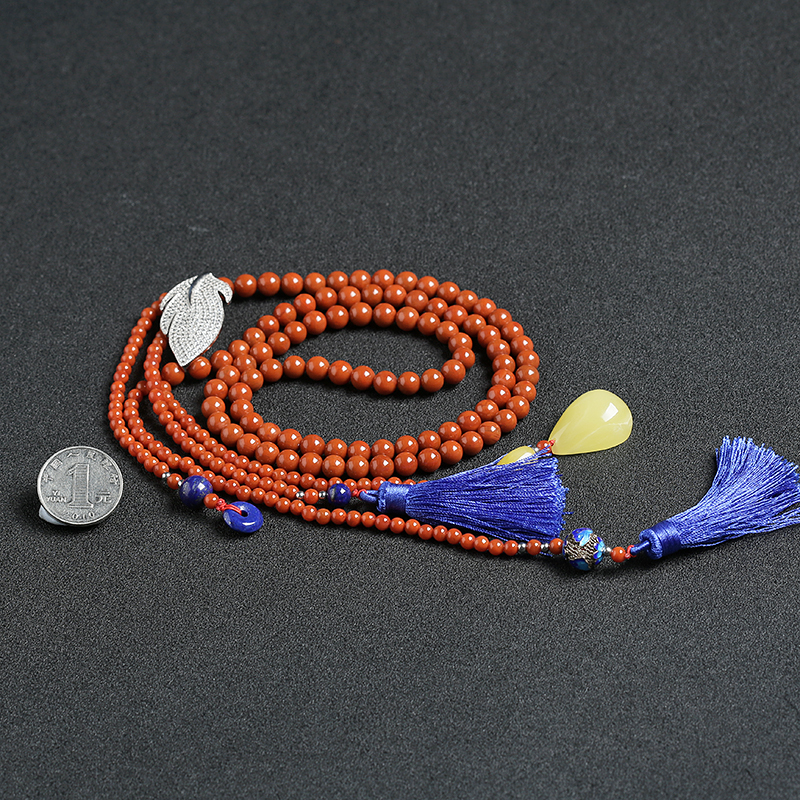 玫瑰红南红毛衣链 - 红掌柜