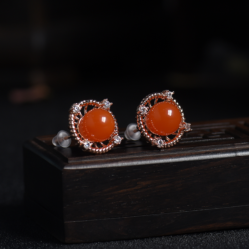 925银镶川料天然南红三件套-红掌柜