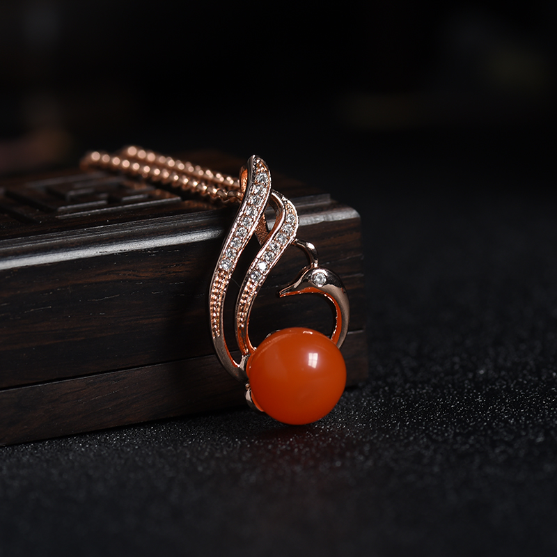 925银镶天然樱桃红南红三件套-红掌柜