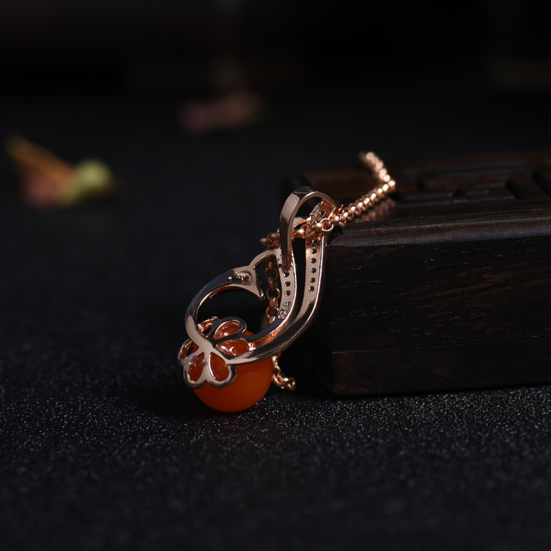 925银镶川料樱桃红南红三件套-红掌柜