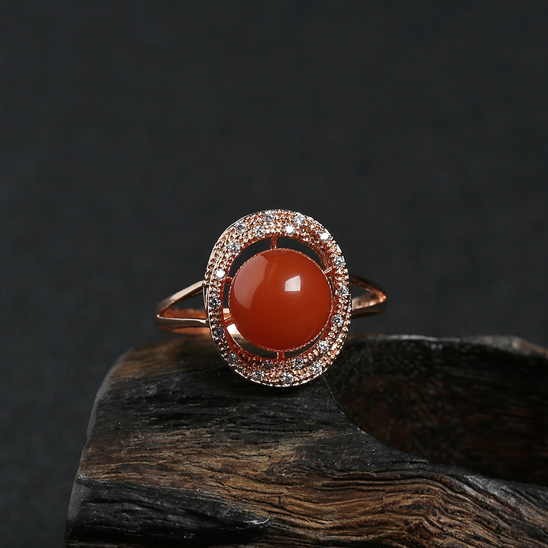 925银镶川料樱桃红南红三件套-红掌柜