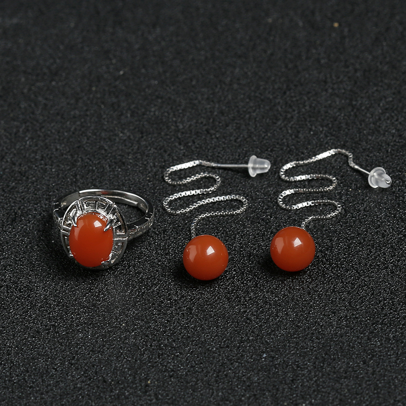 川料天然樱桃红南红两件套-红掌柜