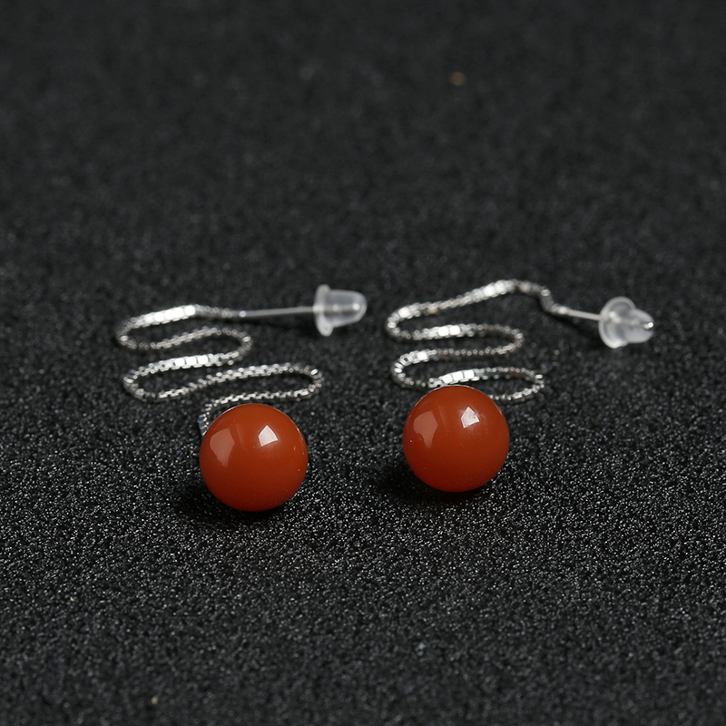 925银镶天然樱桃红南红两件套-红掌柜