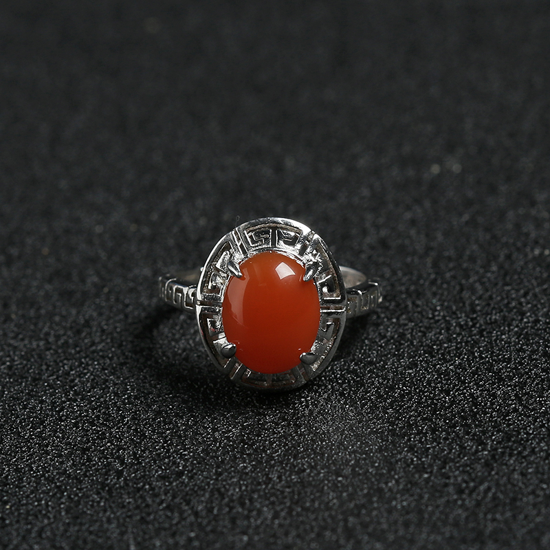 925银镶川料天然南红两件套-红掌柜