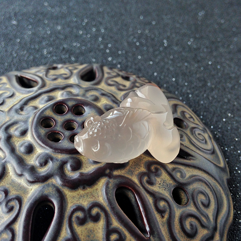 川料冰飘南红鱼吊坠-红掌柜珠宝