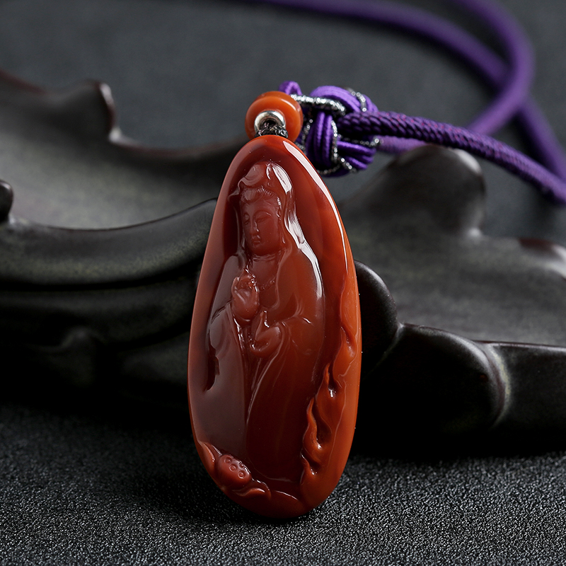 南红观音吊坠-红掌柜