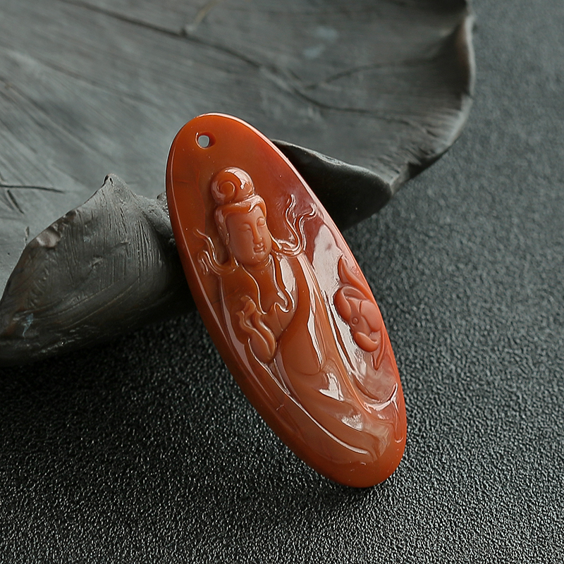 柿子红南红吊坠-红掌柜