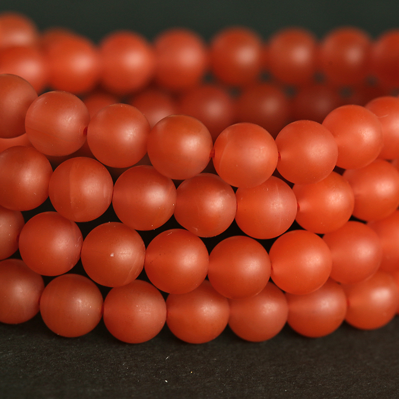 雷波南红亚光佛珠-红掌柜