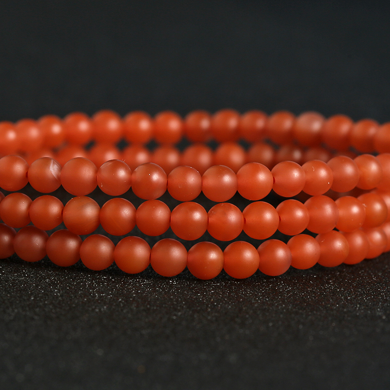 雷波南红亚光佛珠-红掌柜