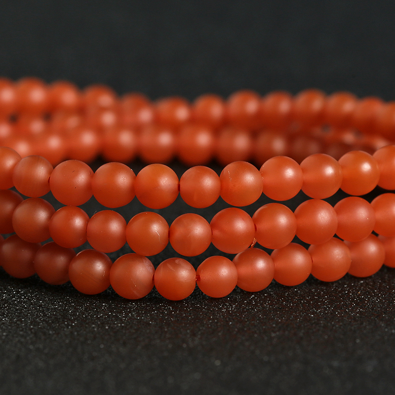 雷波南红亚光佛珠-红掌柜