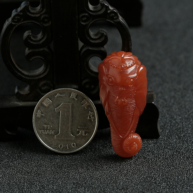 天然南红神象吊坠-红掌柜