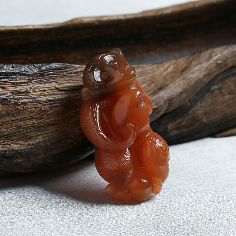 樱桃红南红灵猴献寿-红掌柜