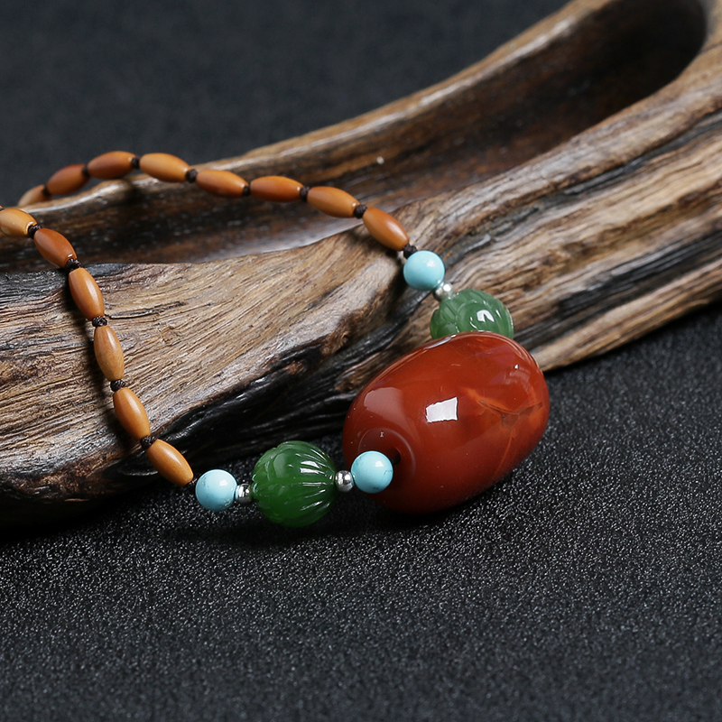 南红桶珠吊坠-红掌柜