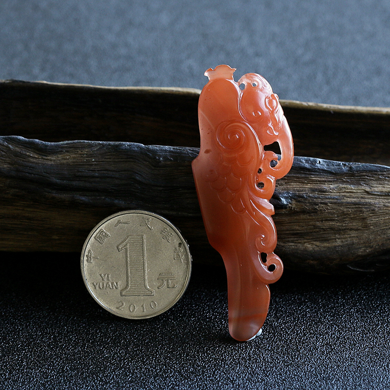 天然南红仿古凤吊坠-红掌柜