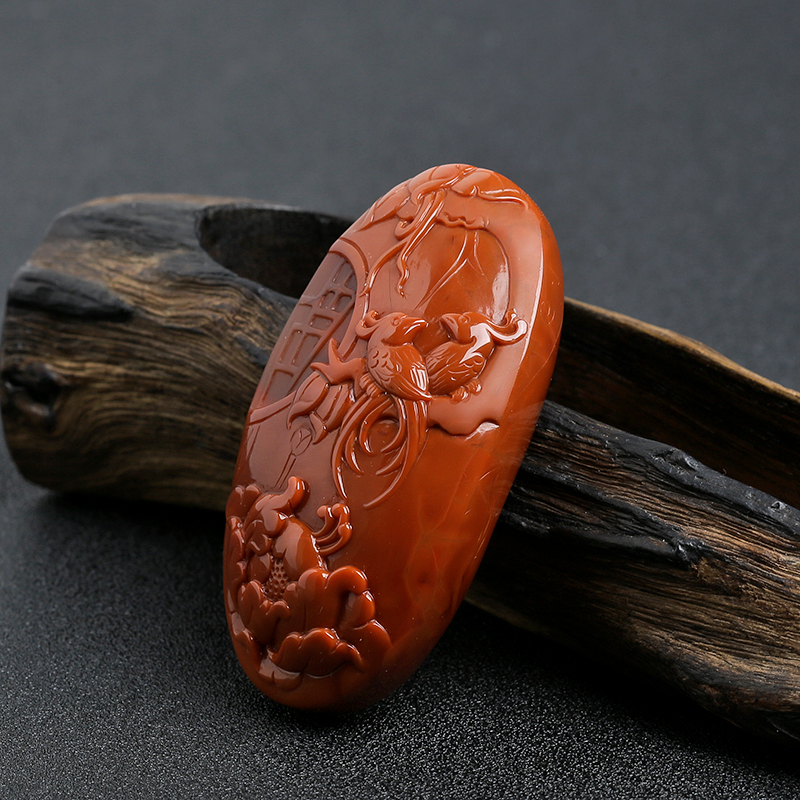 南红花开富贵吊坠-红掌柜