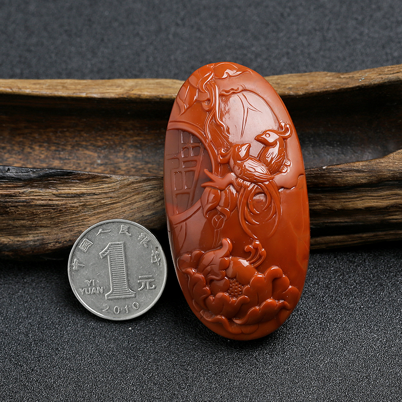 川料南红花开富贵吊坠-红掌柜