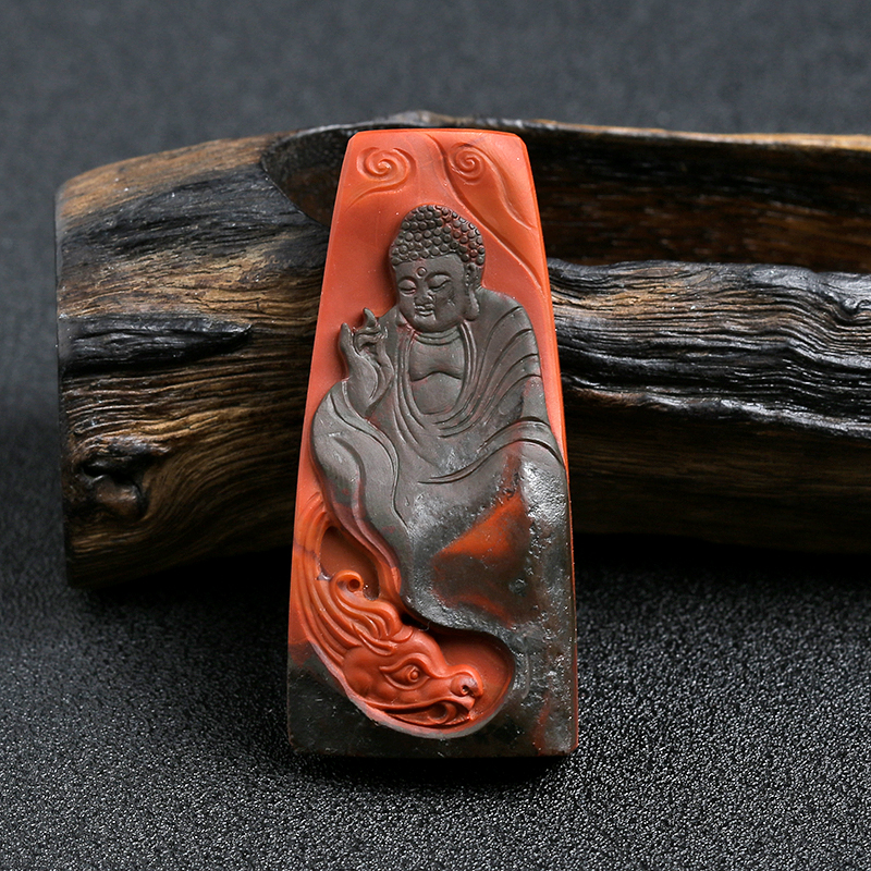 包浆南红佛祖吊坠-红掌柜