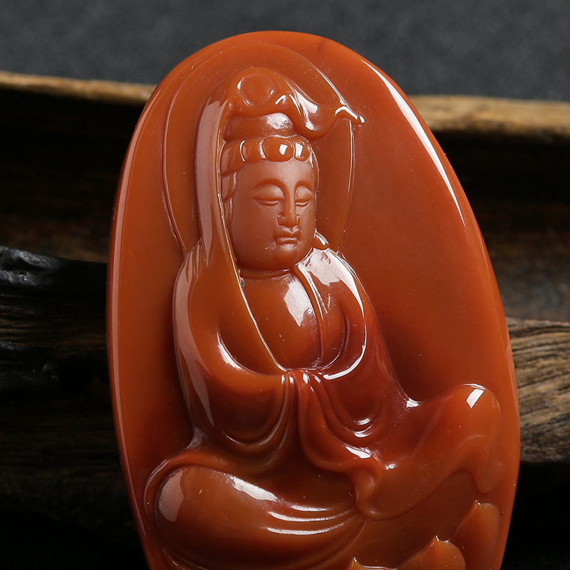 天然南红观音吊坠-红掌柜