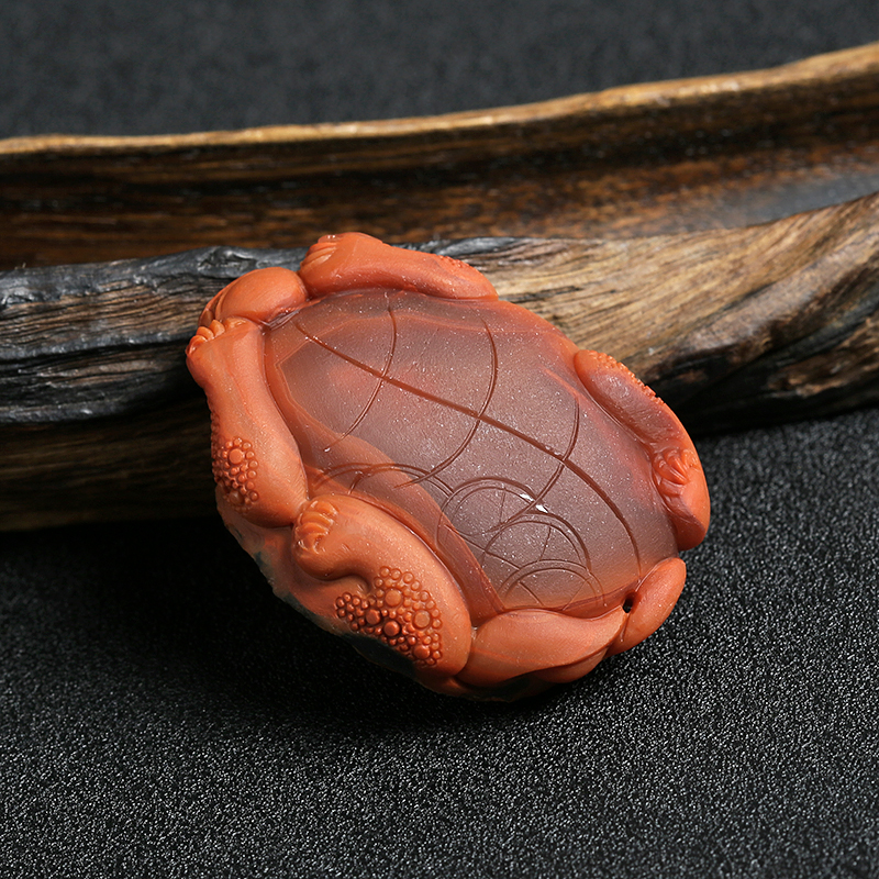 天然川料铁皮包浆料南红吊坠 - 红掌柜