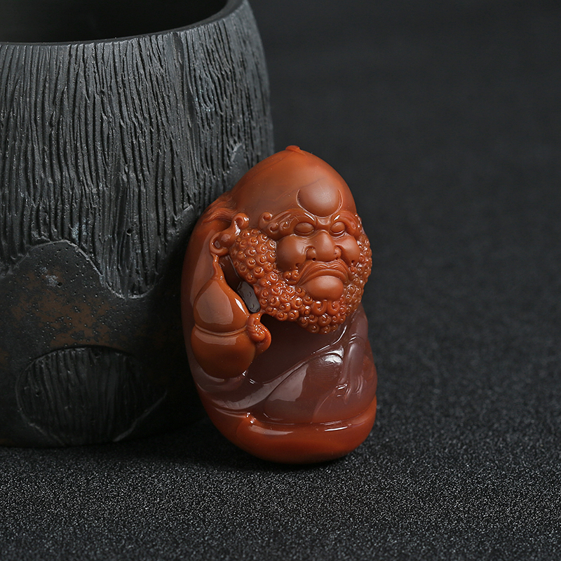 冻料南红达摩吊坠-红掌柜