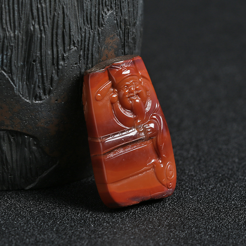 包浆南红财神吊坠-红掌柜