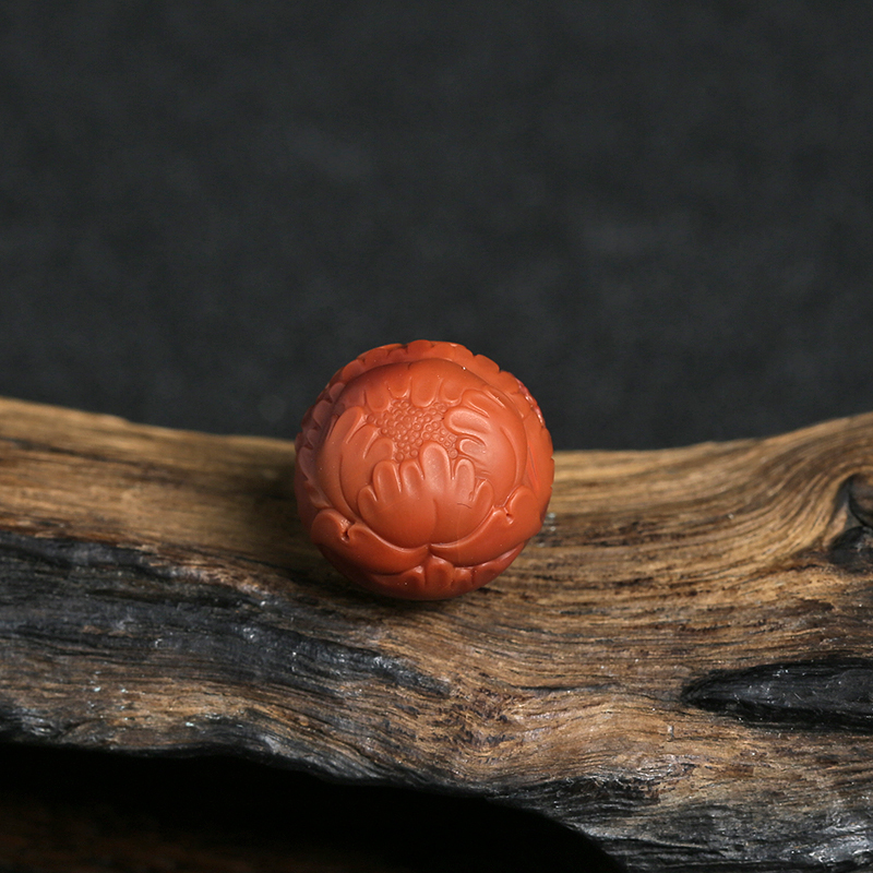  玫瑰红南红花开富贵圆珠-红掌柜