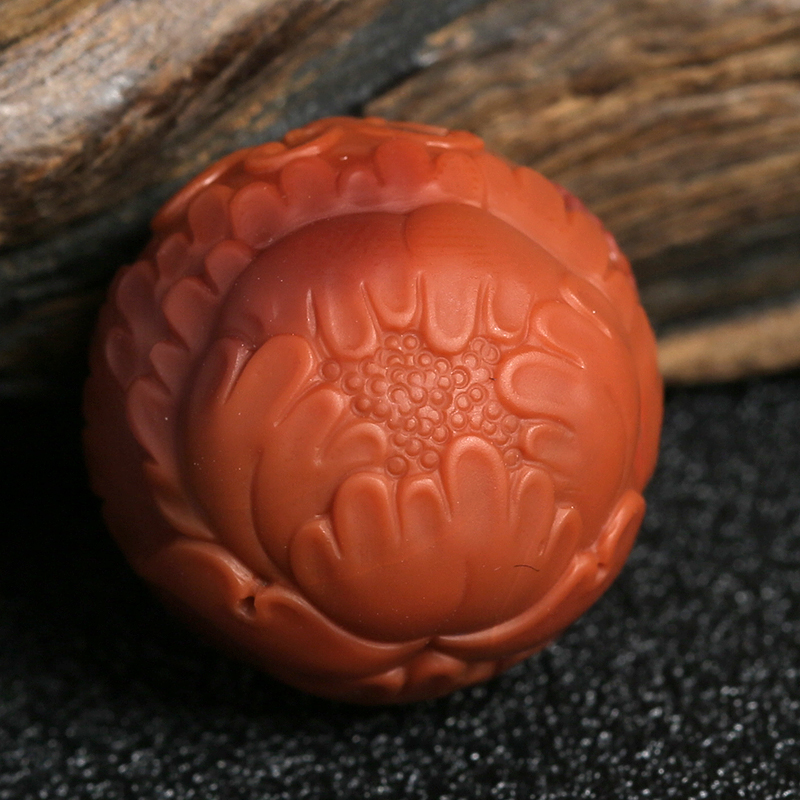 天然南红花开富贵圆珠-红掌柜