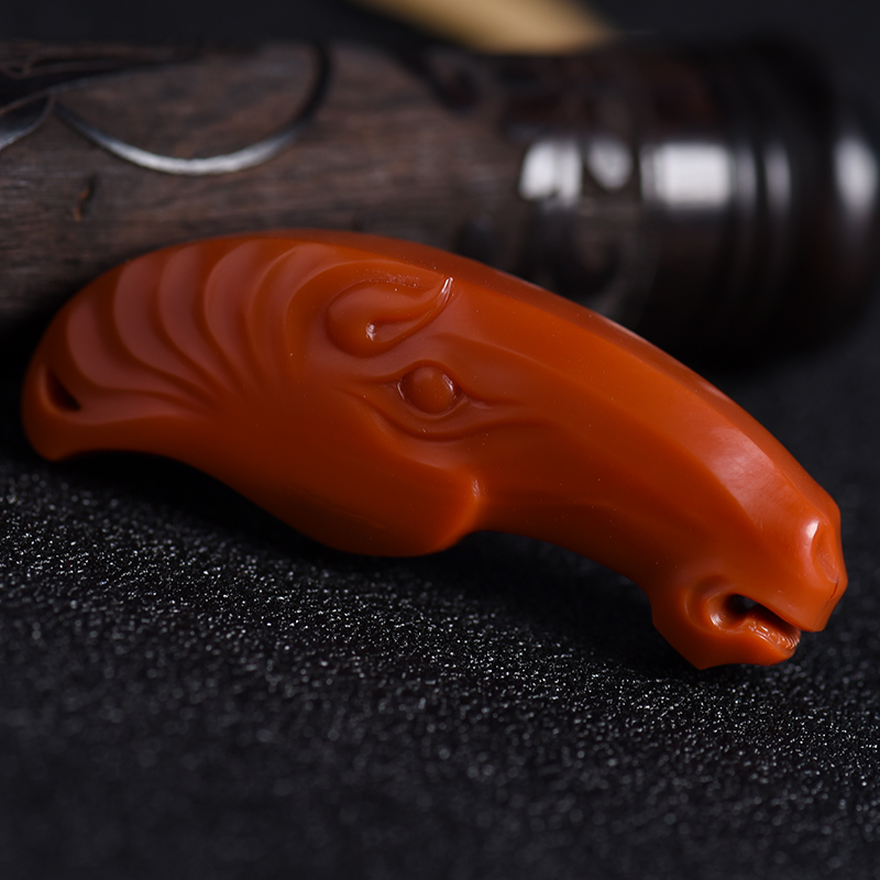 苏工川料柿子红南红吊坠-红掌柜