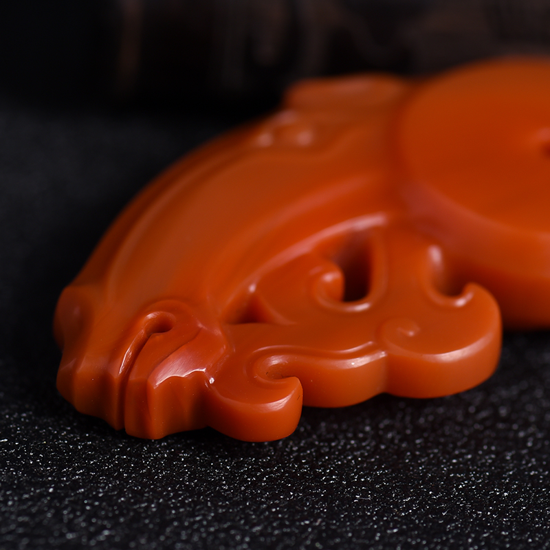 苏工川料柿子红南红吊坠-红掌柜