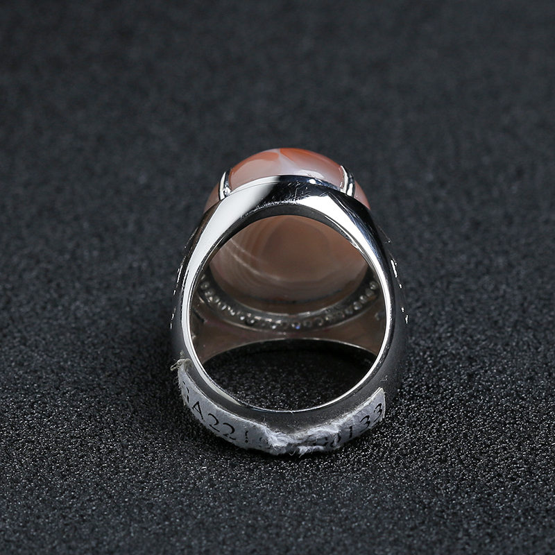 18K金镶钻川料红白料南红戒指-红掌柜