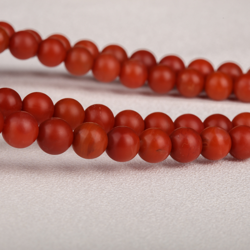 天然柿子红南红108佛珠 - 红掌柜