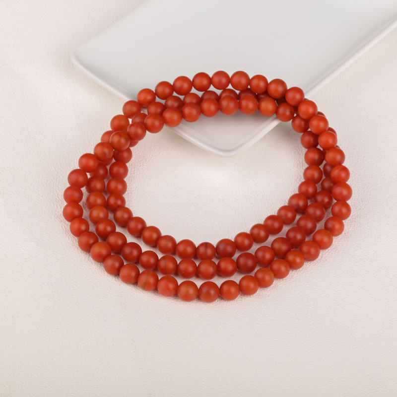 天然保山柿子红南红108佛珠 - 红掌柜