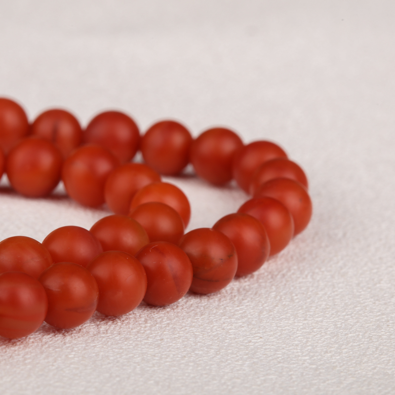 天然柿子红南红108佛珠 - 红掌柜