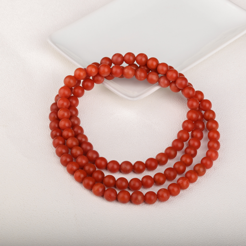 天然保山柿子红南红108佛珠 - 红掌柜